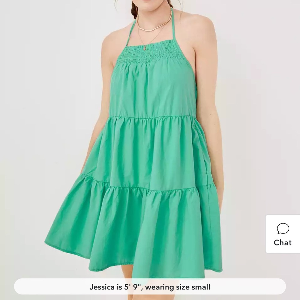 AE High-Neck Poplin Halter Mini Dress